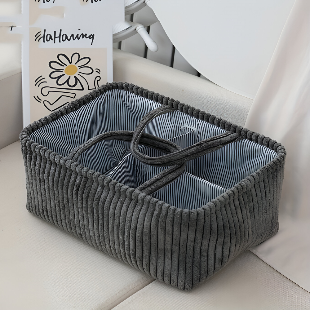 Storage Basket Polyester Multiple Compartments & Sturdy Handles