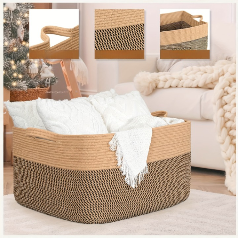 Storage Basket Rectangular 11.9-Gallon Reinforced Handles