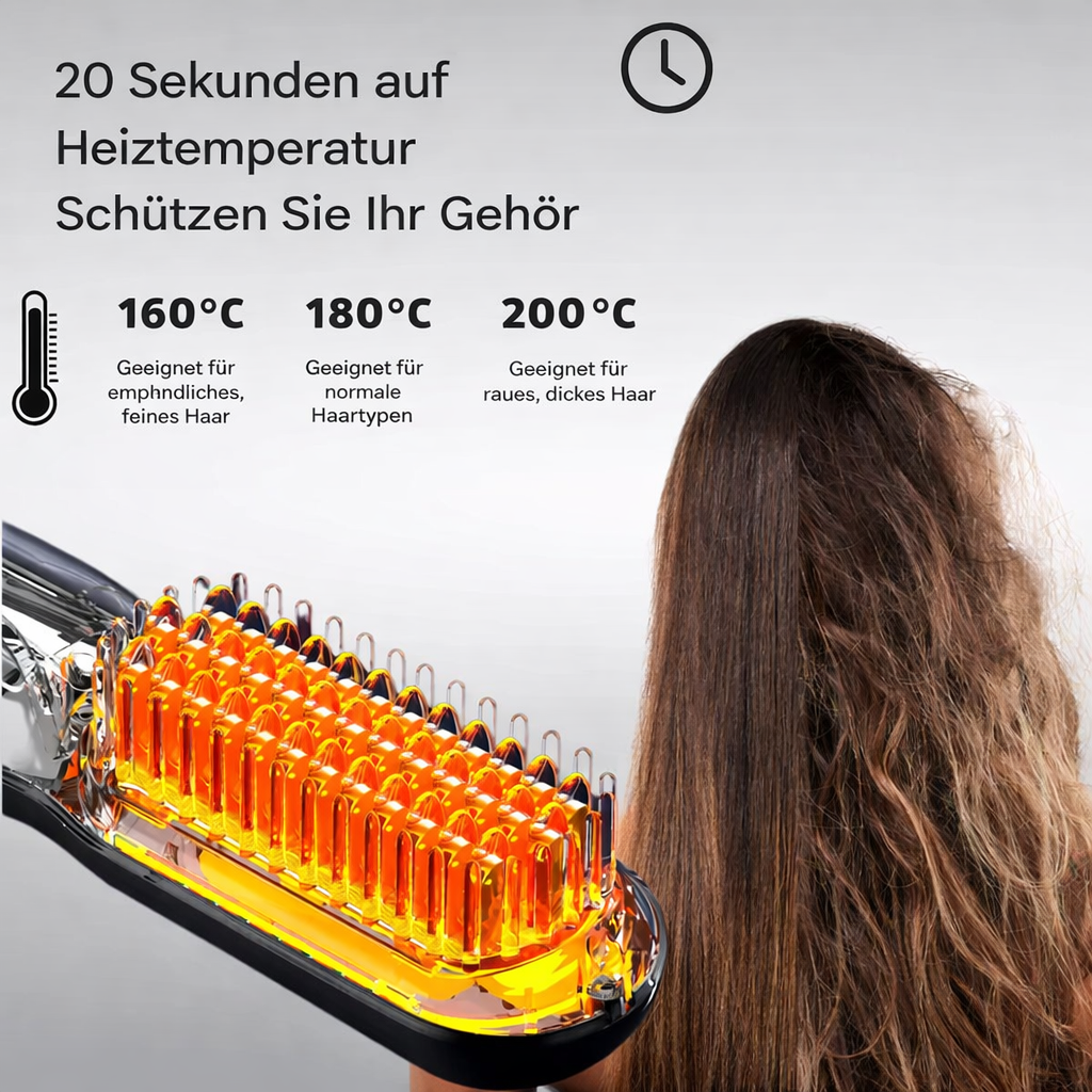 Straightening Brush Wireless Rechargeable Quick-Heat Travel-Friendly