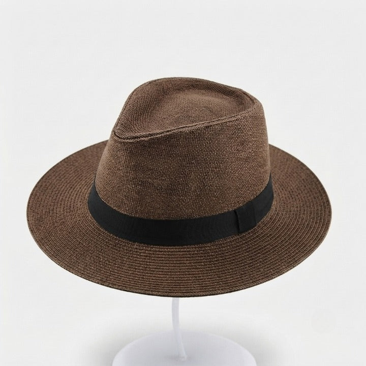Straw Fedora Hat Handwoven UPF Breathable Adjustable Fit