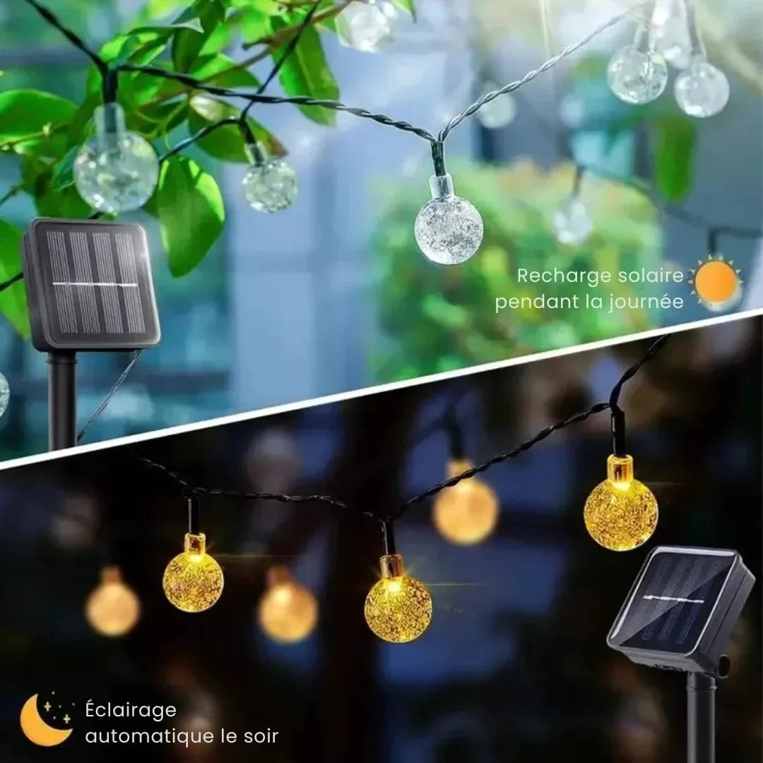 String Lights Solar Powered Crystal Globe Warm White