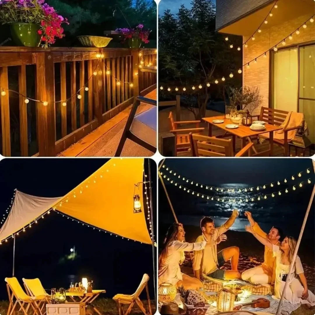 String Lights Solar Powered Crystal Globe Warm White