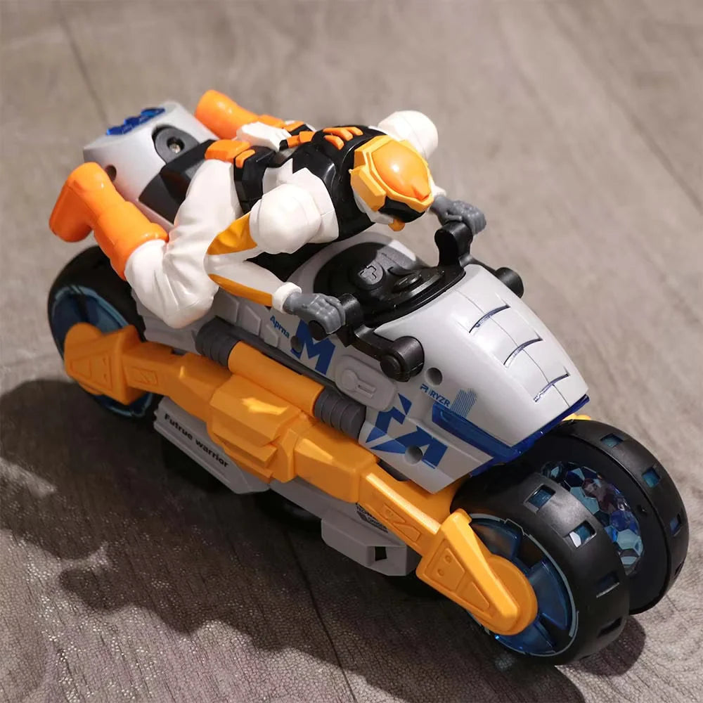 Stunt Bike Toy Transforms To Action Figure Durable Plastic