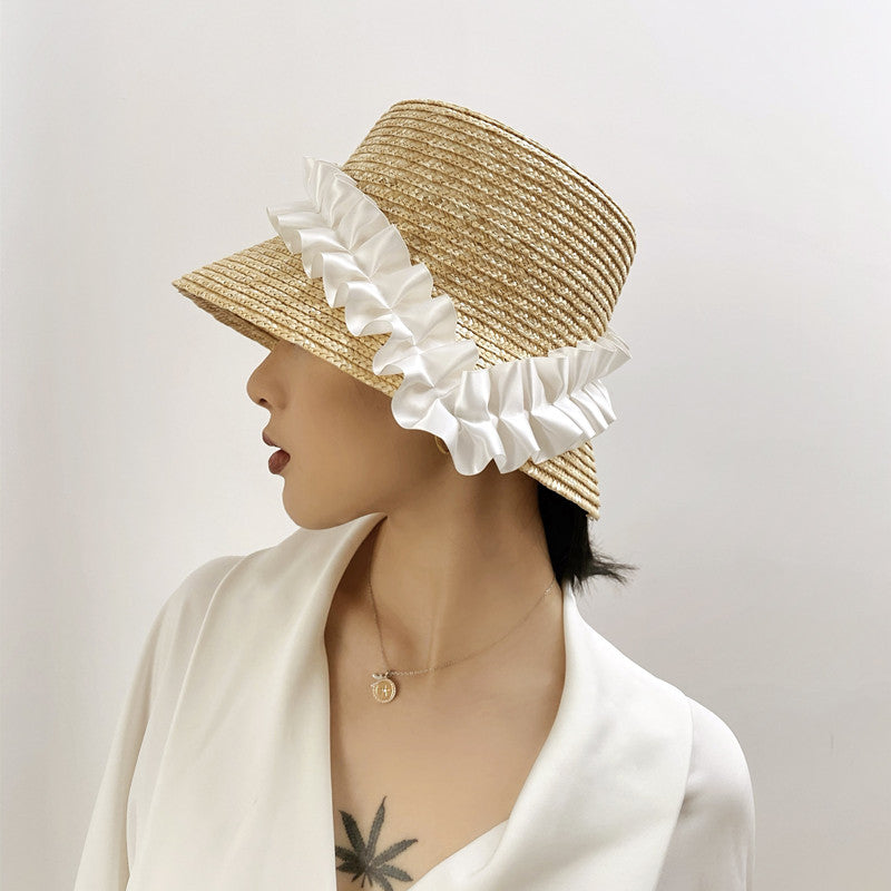 Sun Hat Braided Straw Wide Brim UV Protection
