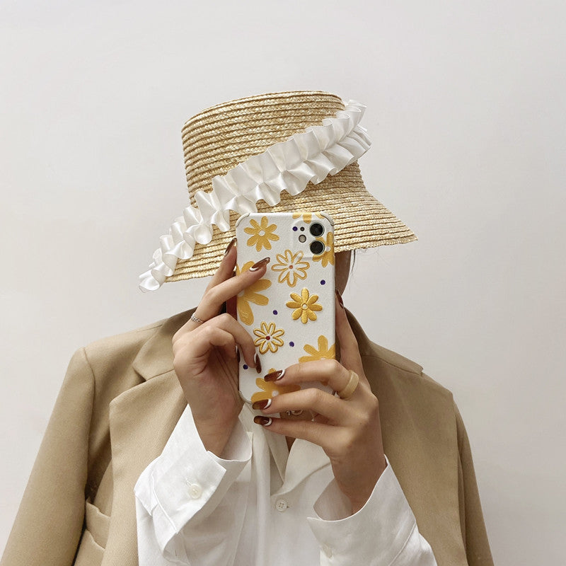 Sun Hat Braided Straw Wide Brim UV Protection