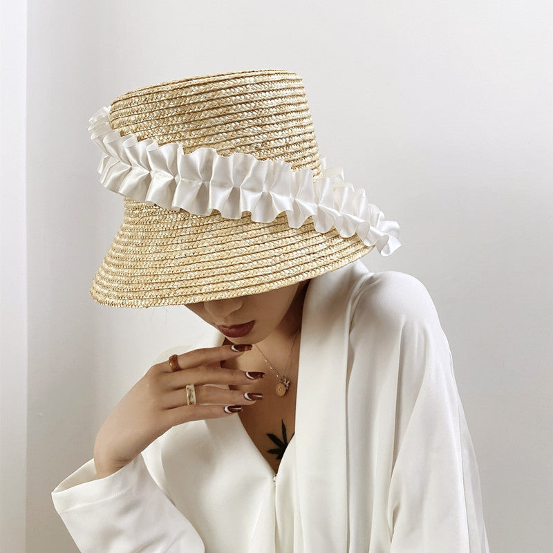 Sun Hat Braided Straw Wide Brim UV Protection