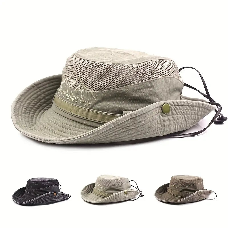 Sun Hat Wide Brim Mesh Ventilation Adjustable Chin Strap