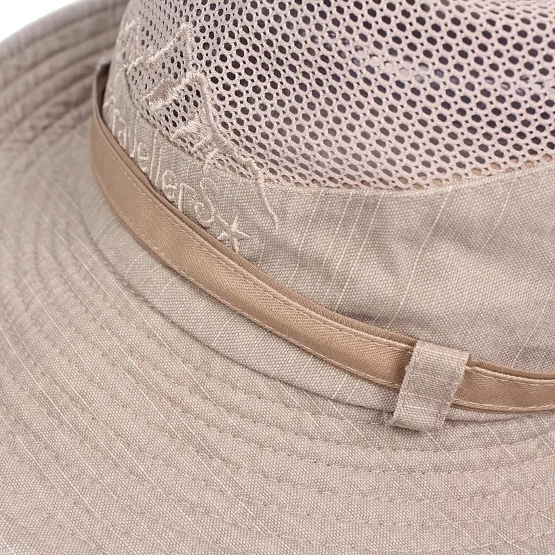 Sun Hat Wide Brim Mesh Ventilation Adjustable Chin Strap