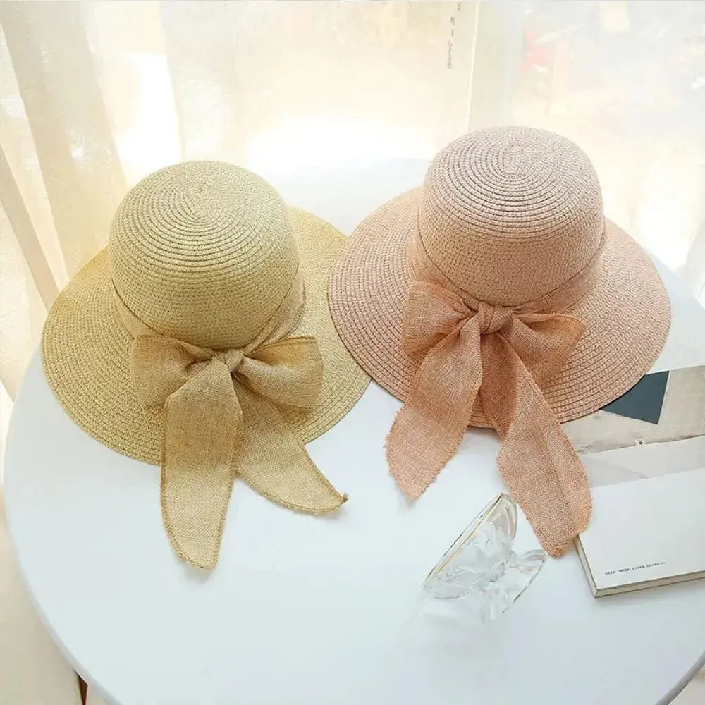 Sun Hat Wide Brim UV Protection Removable Bow