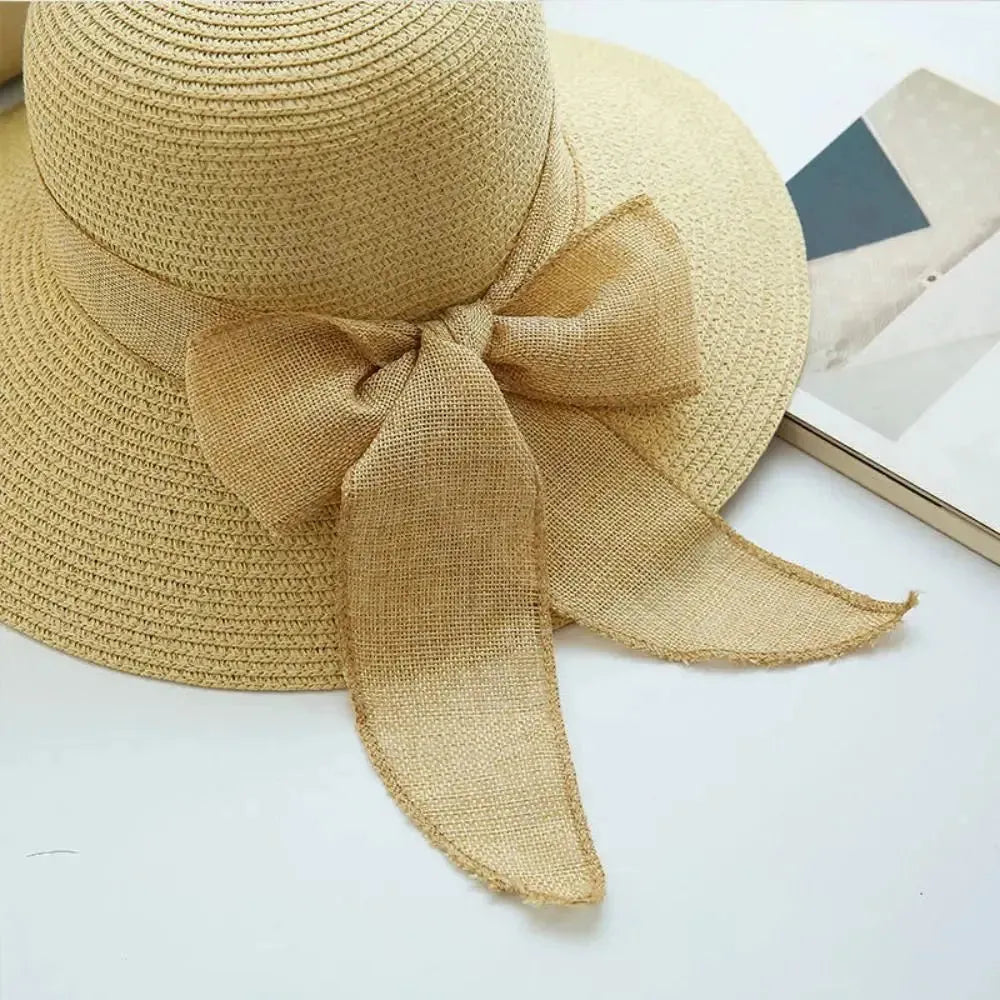 Sun Hat Wide Brim UV Protection Removable Bow