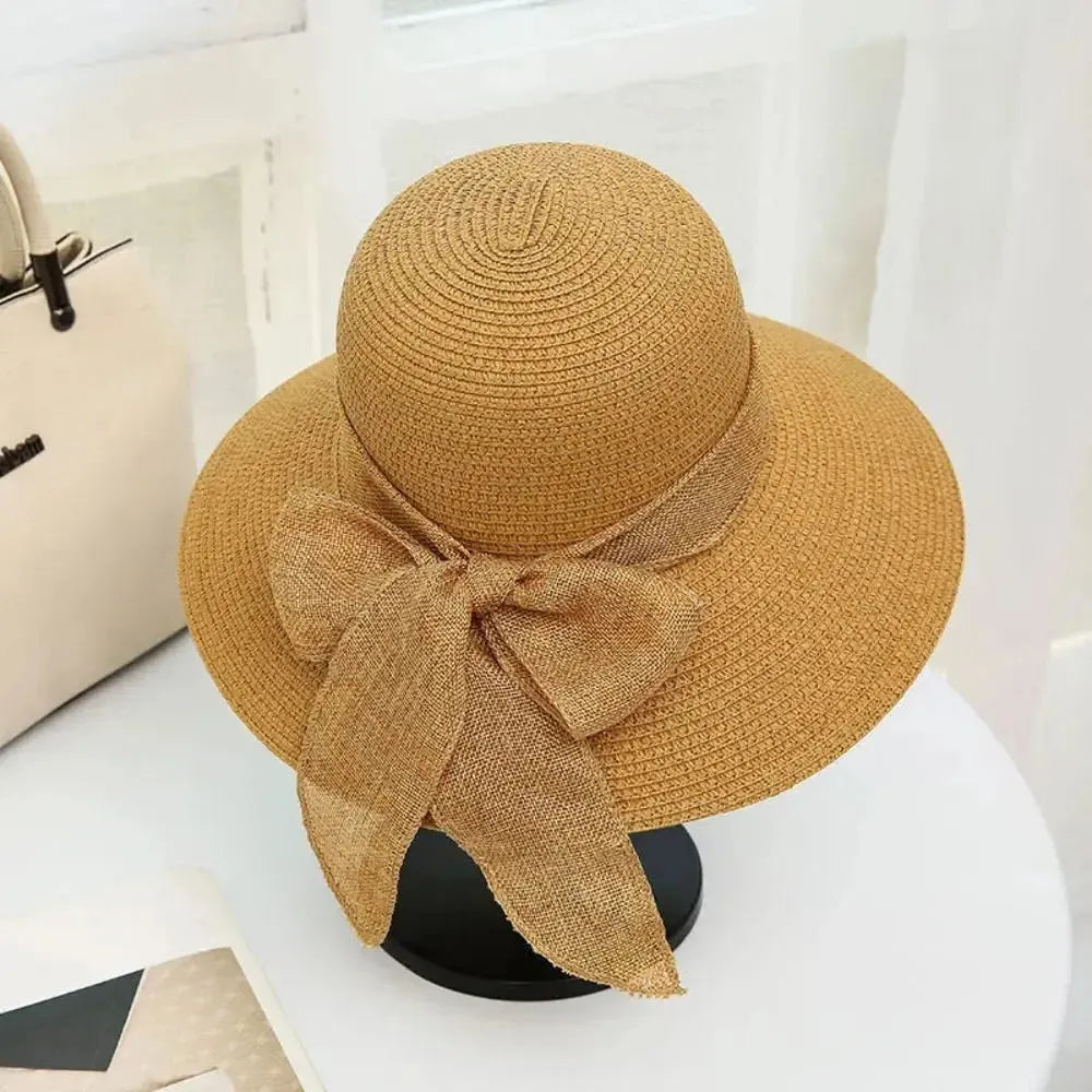 Sun Hat Wide Brim UV Protection Removable Bow