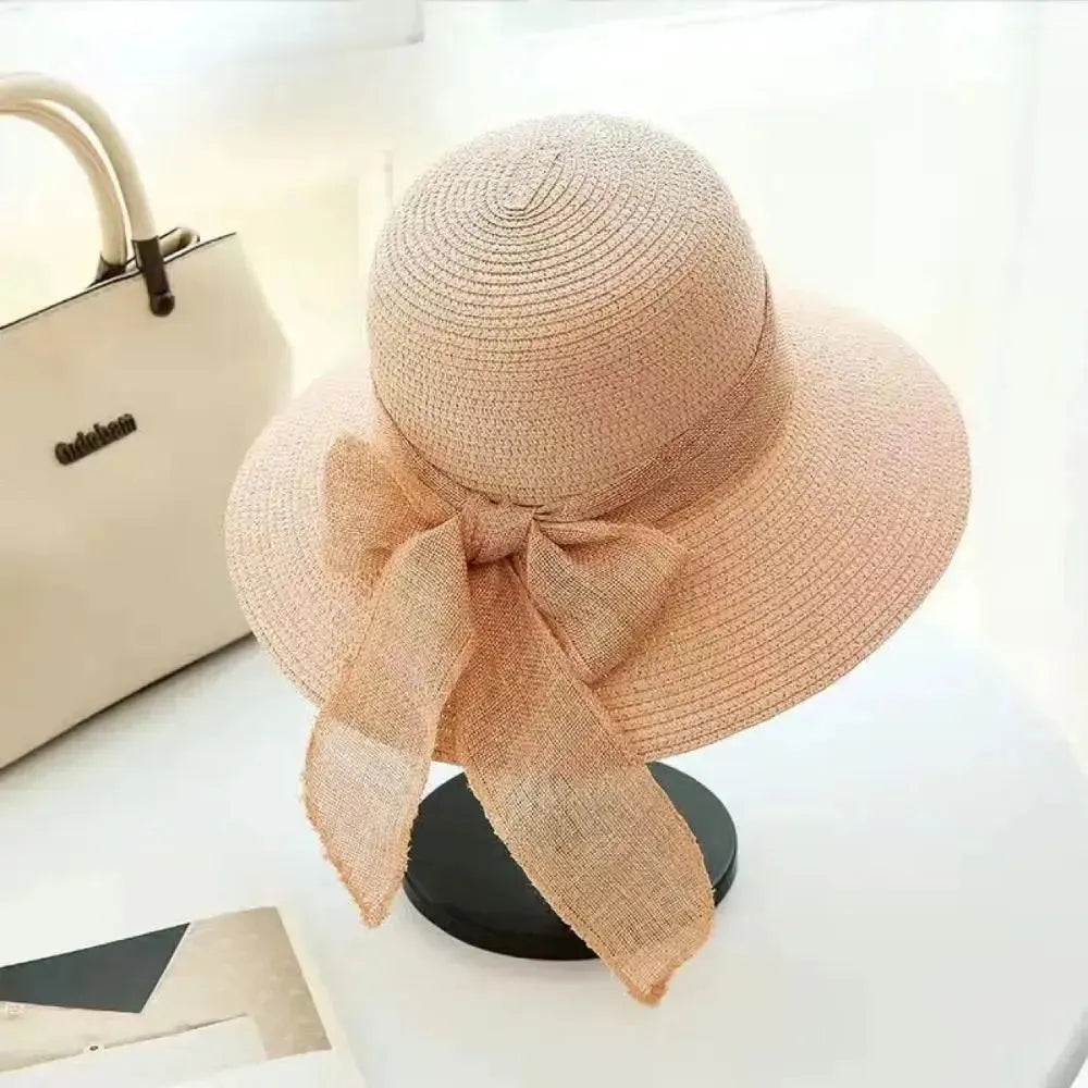 Sun Hat Wide Brim UV Protection Removable Bow
