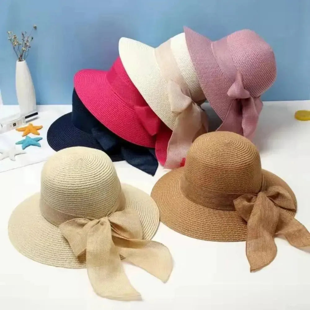 Sun Hat Wide Brim UV Protection Removable Bow