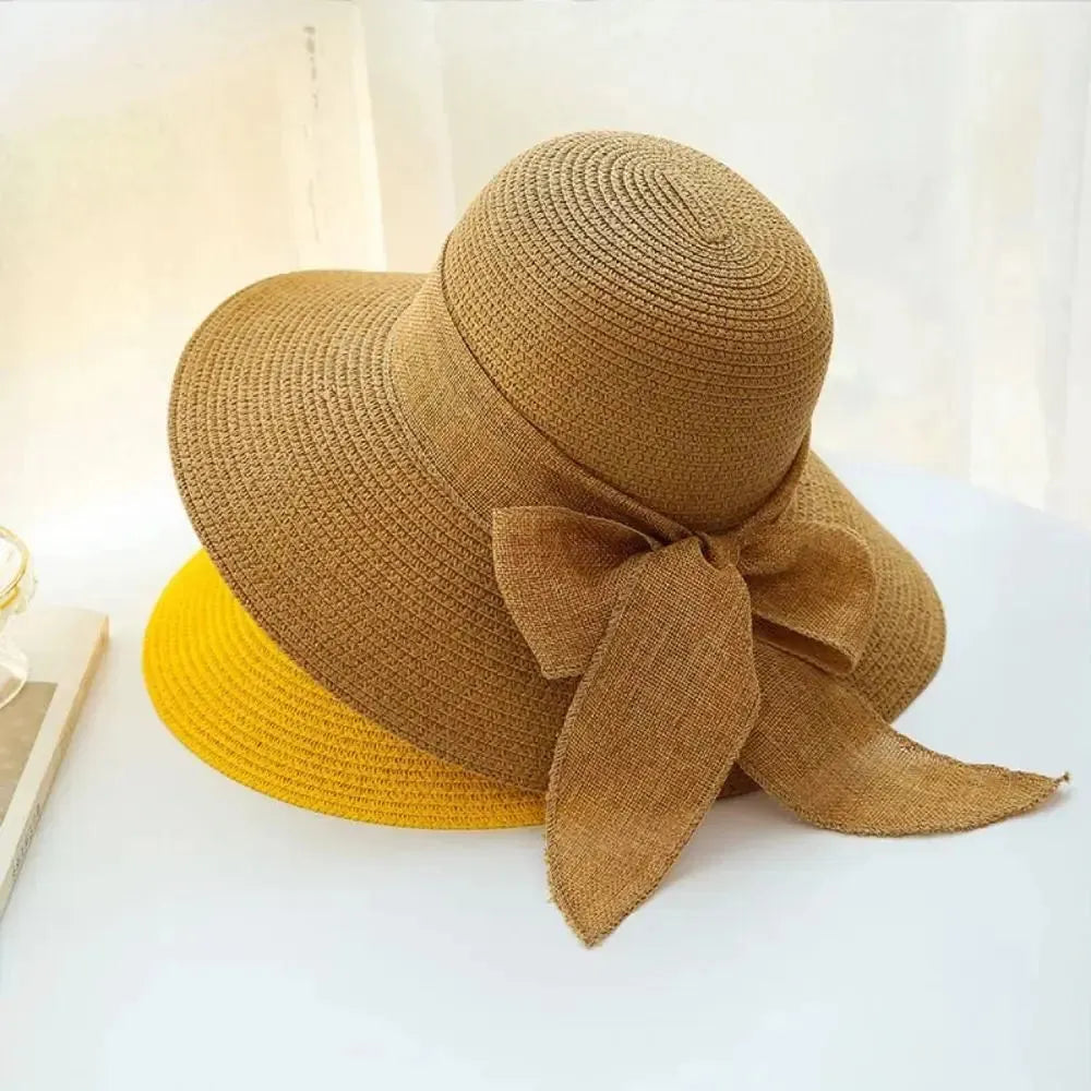 Sun Hat Wide Brim UV Protection Removable Bow