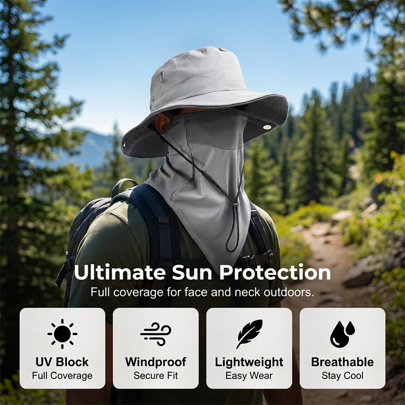 Sun Protection Hat Detachable Face Shield Cooling Mesh Ventilation