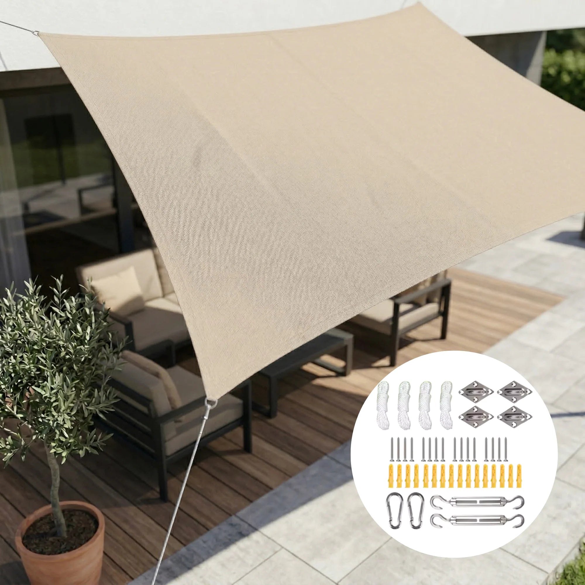 Sun Sail Rectangular Waterproof Polyester UV Protection