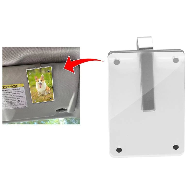 Sun Visor Photo Clip Universal Fit Crystal-Clear Acrylic