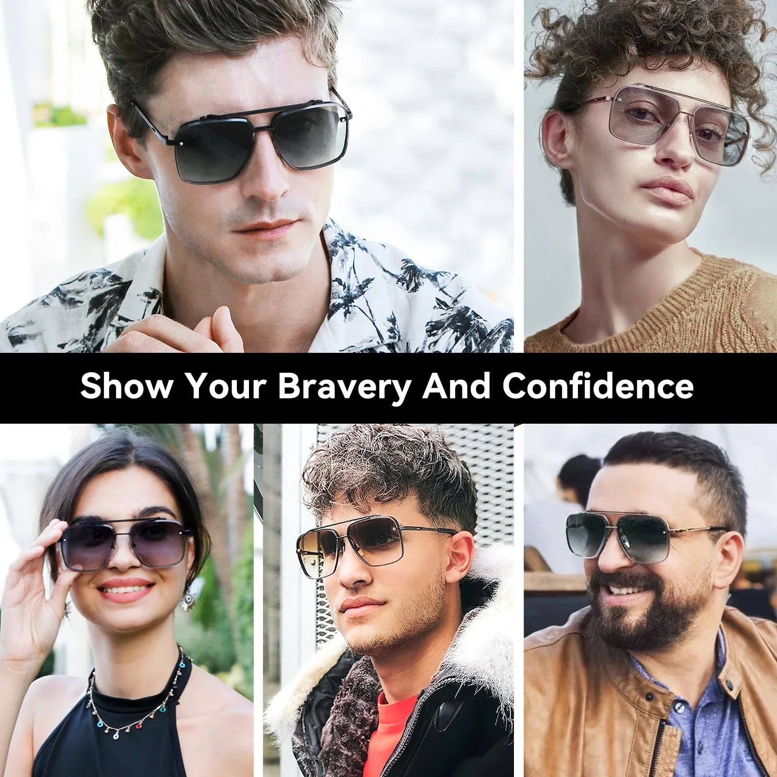 Sunglasses Oversized Retro Metal UV400 Protection