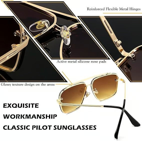 Sunglasses Oversized Retro Metal UV400 Protection