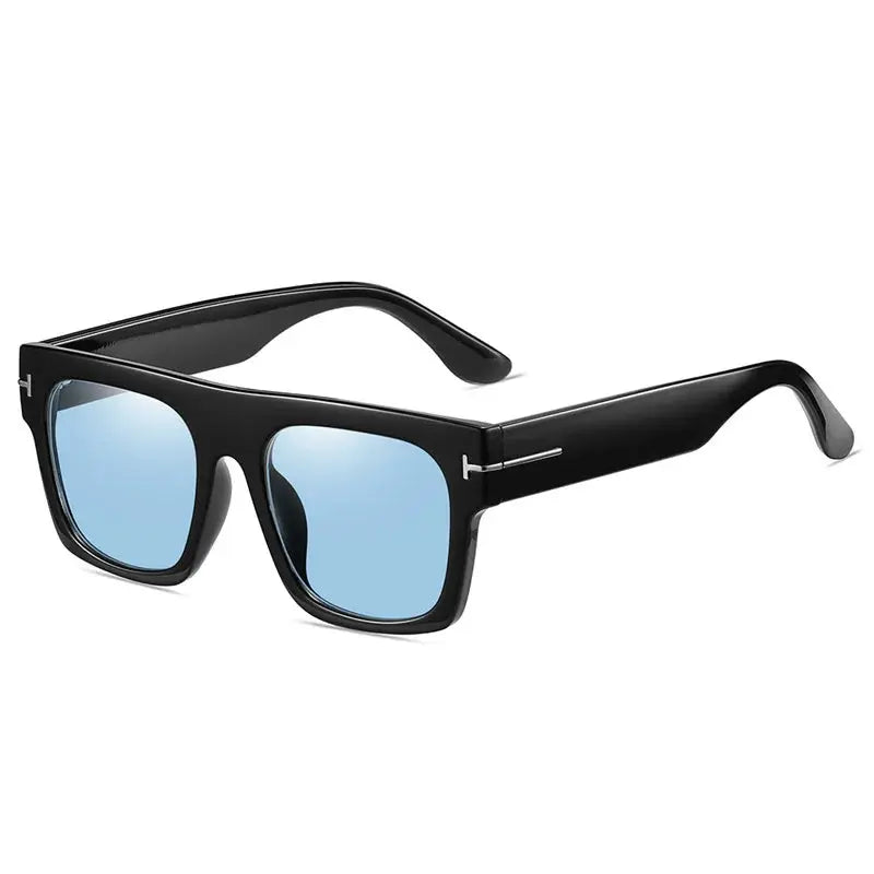 Sunglasses Oversized Square Flat-Top Lightweight Metal Temples