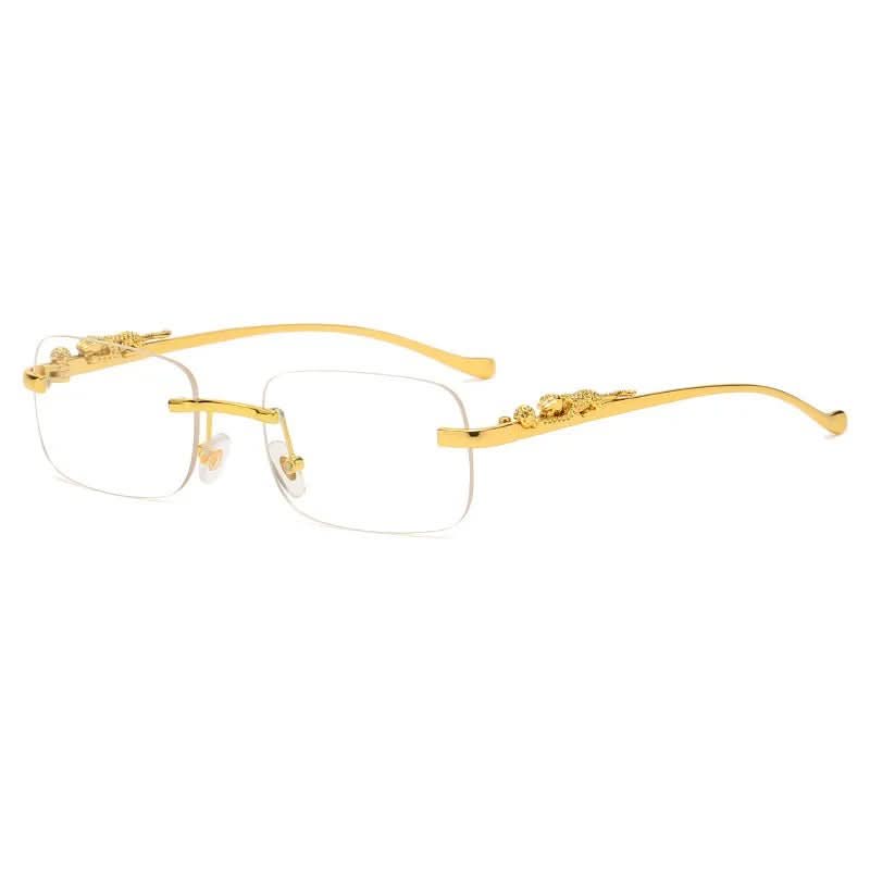 Sunglasses Rimless Leopard Temple Gradient Lenses & UV400