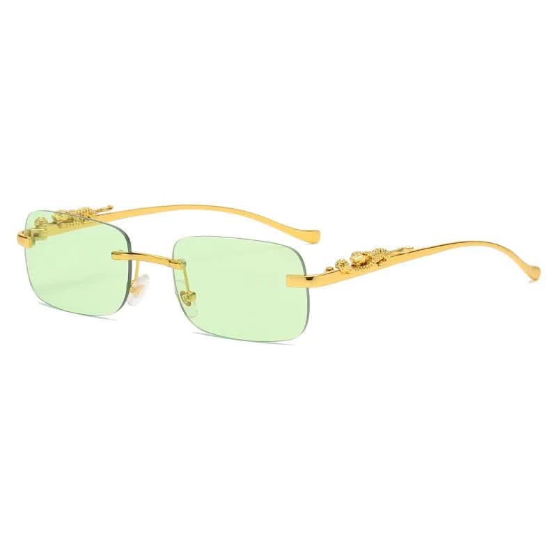 Sunglasses Rimless Leopard Temple Gradient Lenses & UV400