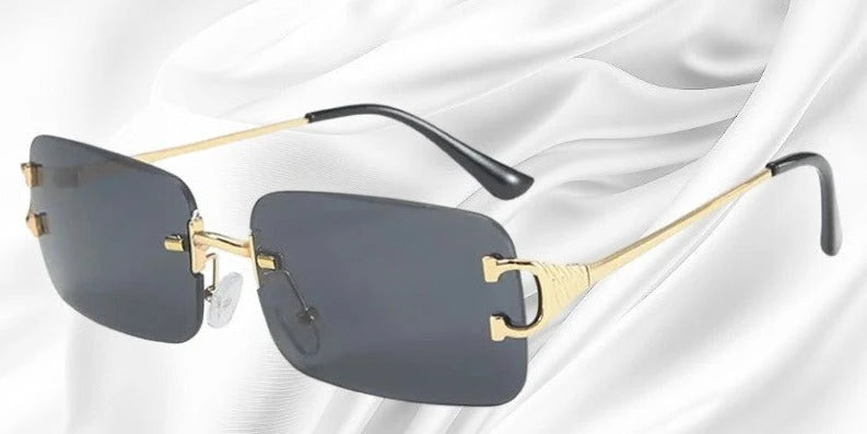 Sunglasses Rimless Rectangular Lightweight Metal Temples & UV Protection