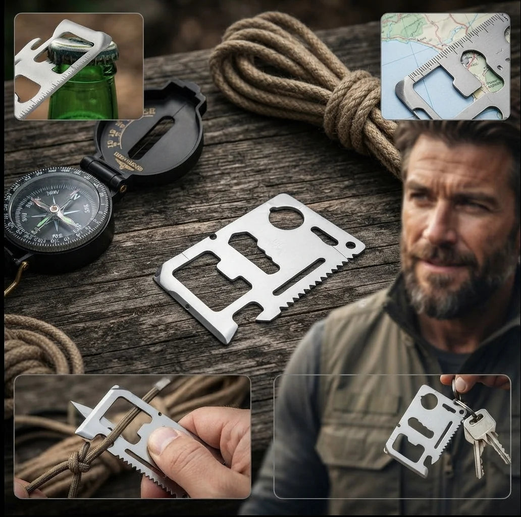 Survival Kit 13-Piece Luminous Compass & Waterproof Case