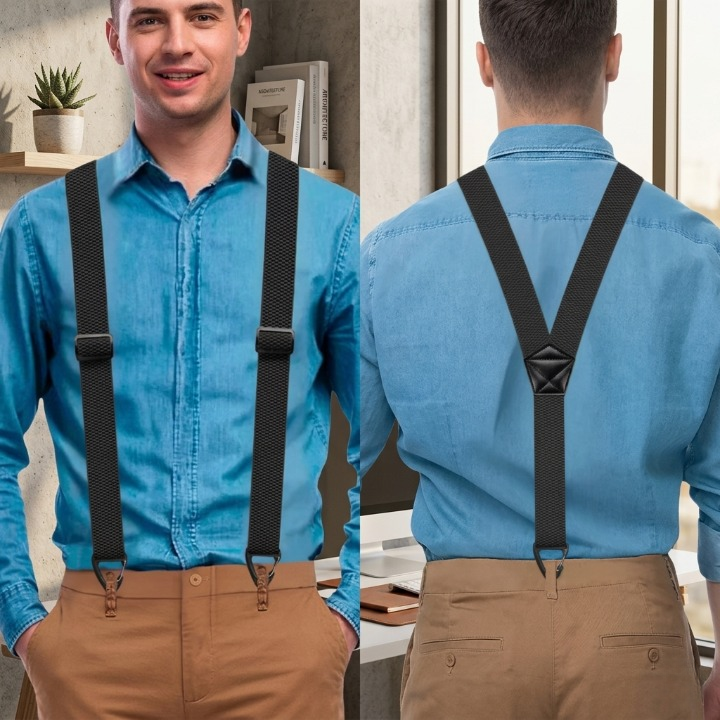 Suspenders Wide 1.5 Inch Metal Hook Clips Adjustable