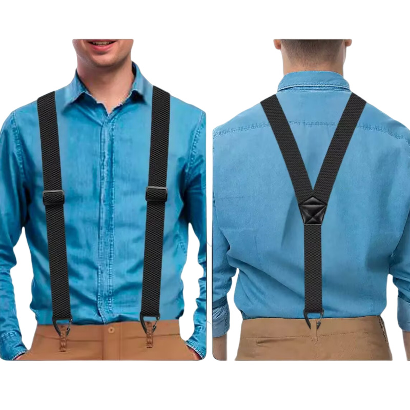 Suspenders Wide Padded Y-Back Adjustable Fit & Metal Clips