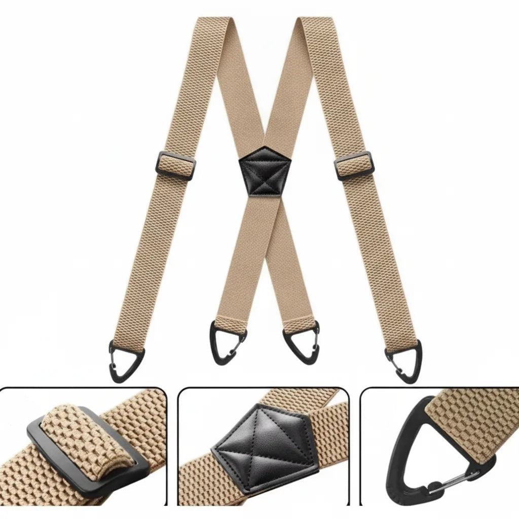 Suspenders Wide Padded Y-Back Adjustable Fit & Metal Clips