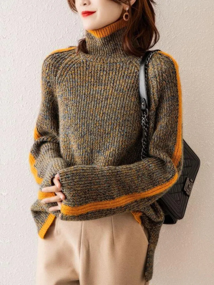 Sweater Striped Soft Knit Lightweight Relaxed Fit