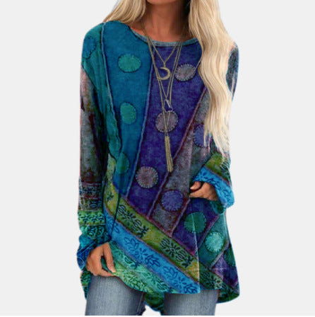 T-Shirt Crew Neck Long Sleeve Vintage Graphic