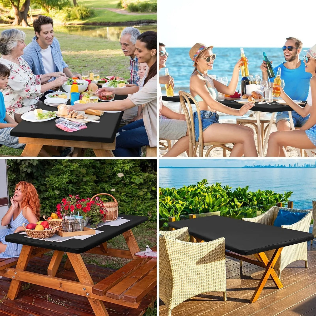 Table Cover Rectangular Elastic Stretch Fit Water-Repellent
