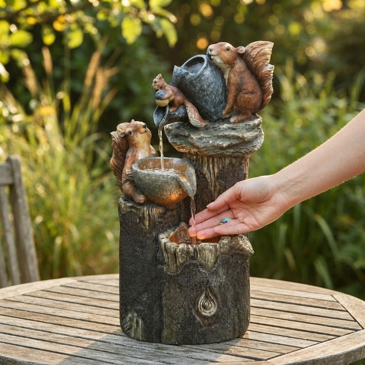 Table Fountain Solar-Powered LED Weatherproof Resin