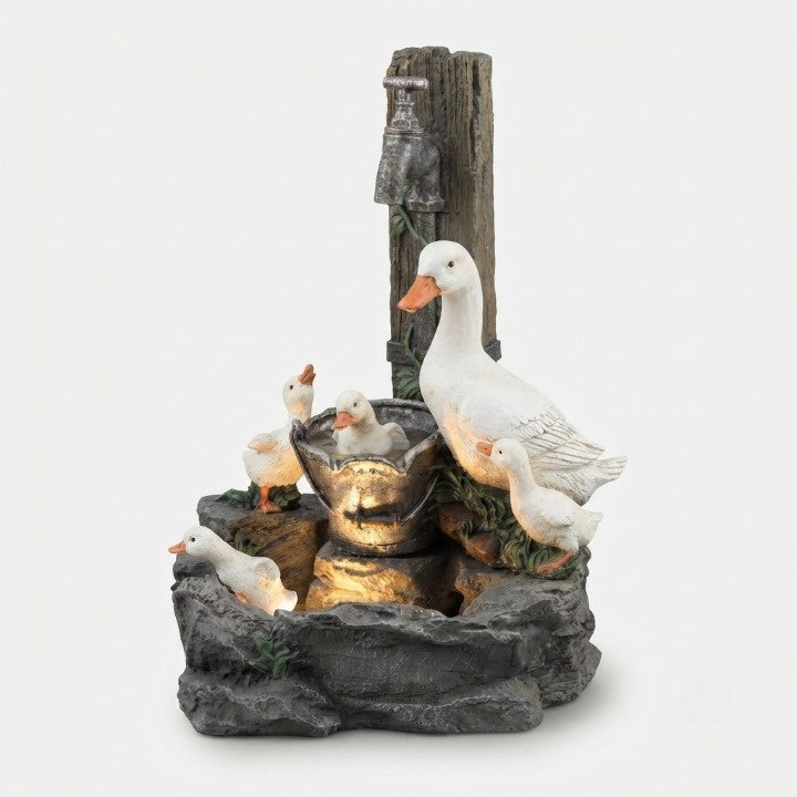 Table Fountain Solar-Powered LED Weatherproof Resin