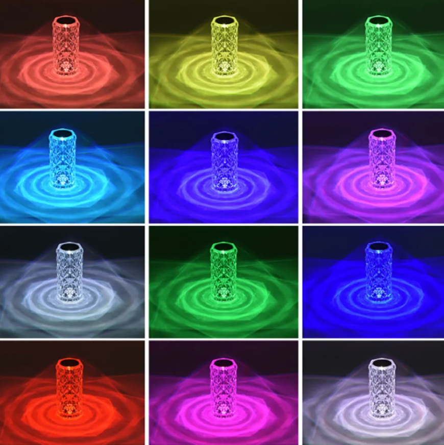 Table Lamp Acrylic Crystal 16 Color Touch & Remote