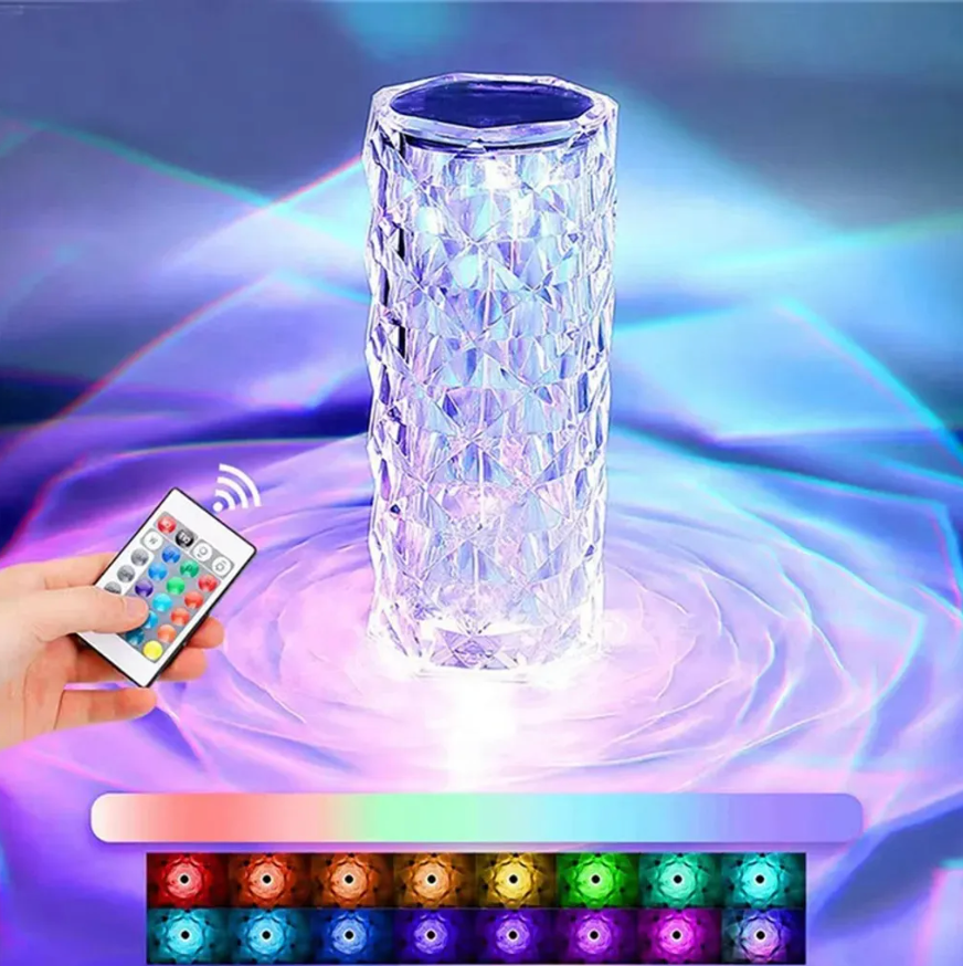 Table Lamp Acrylic Crystal 16 Color Touch & Remote