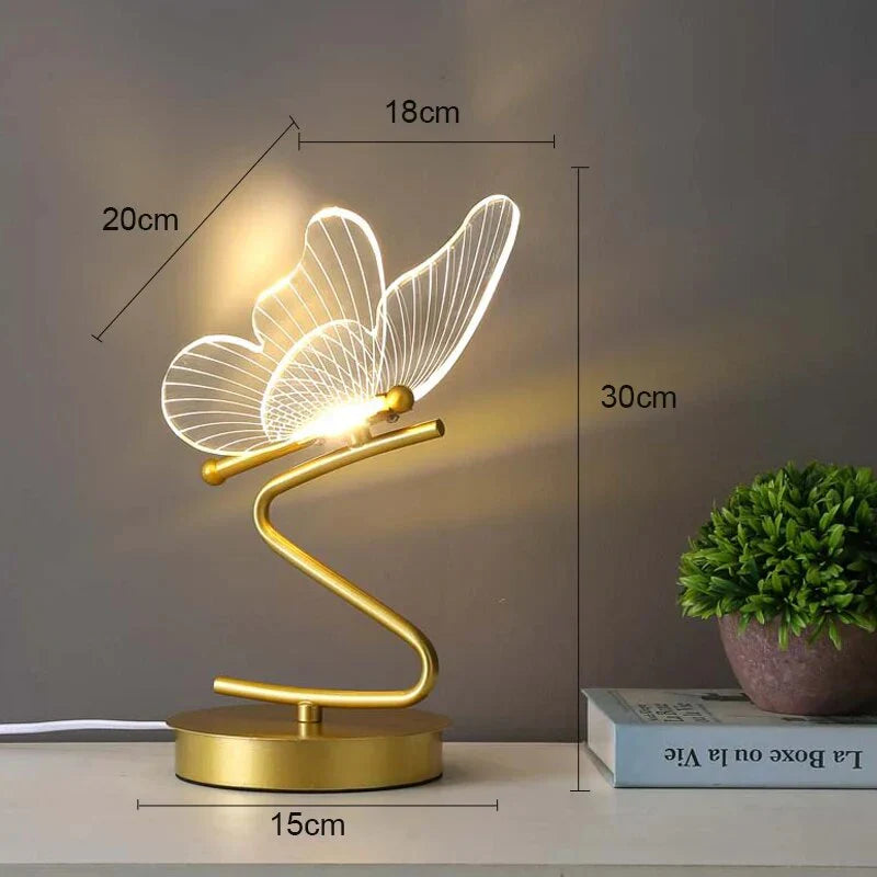 Table Lamp Butterfly Acrylic Wings Integrated LED Warm Light