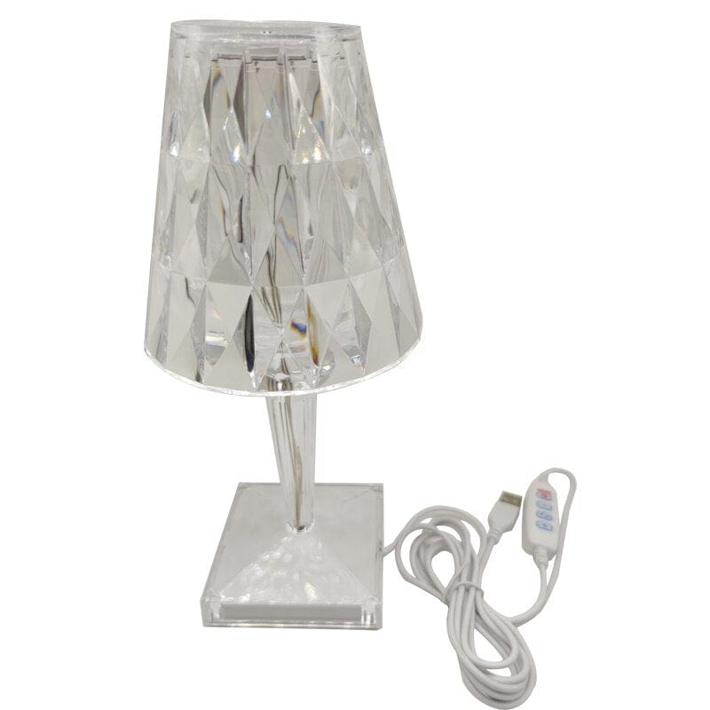 Table Lamp Crystal Diamond Shade Rechargeable & Touch Control