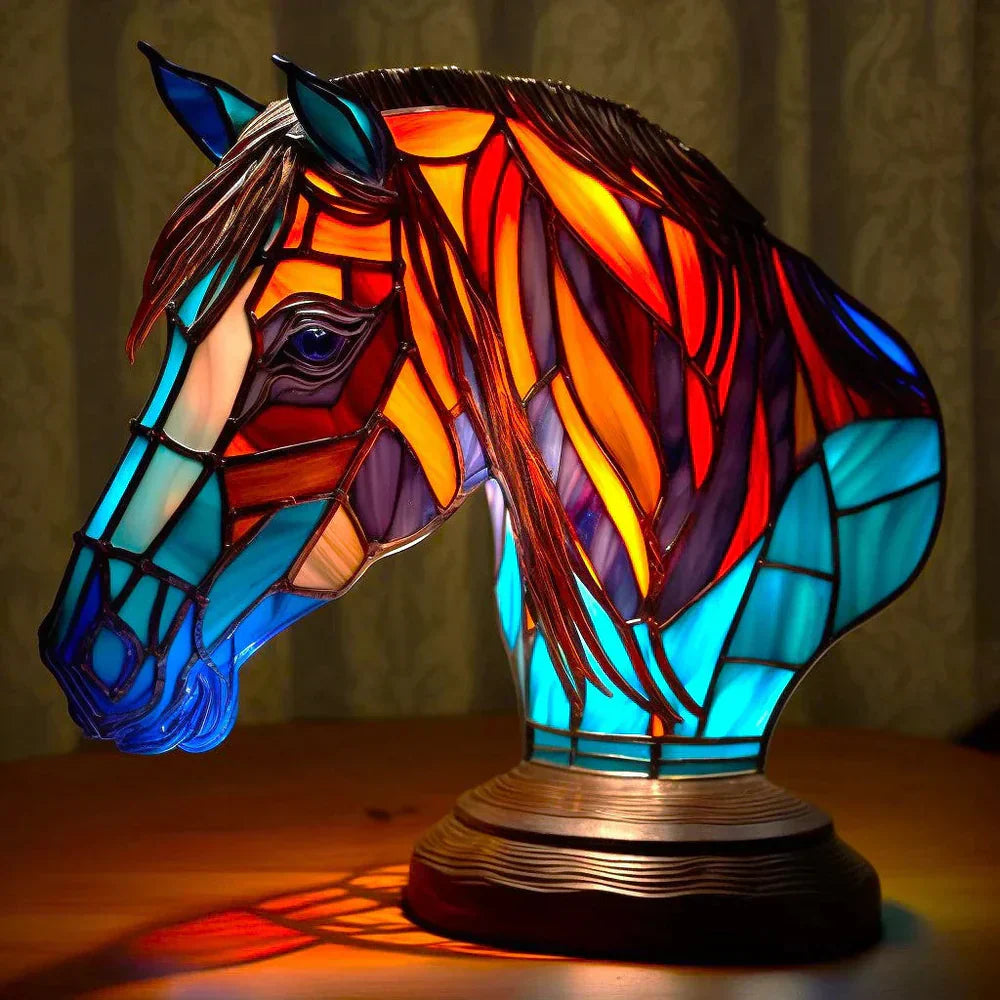 Table Lamp Handcrafted Stained Glass Metal Base 17cm