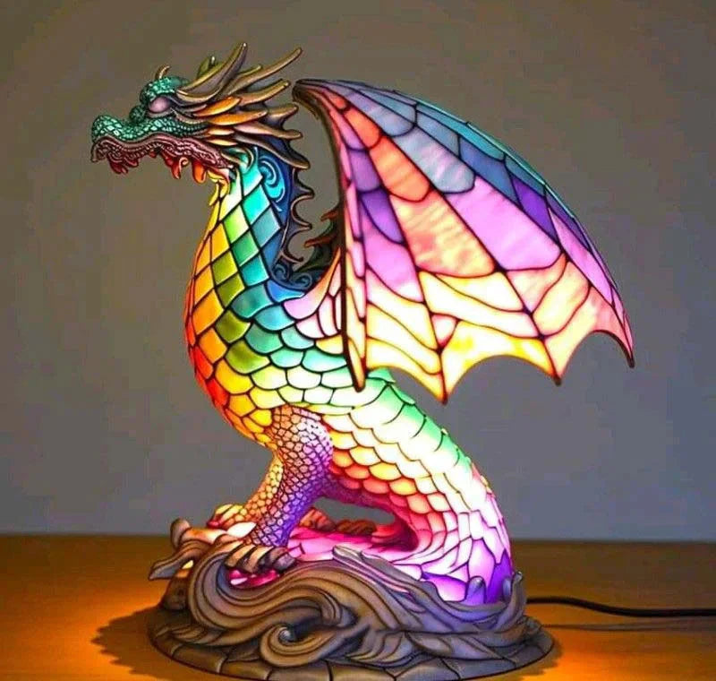 Table Lamp Handcrafted Stained Glass Metal Base 17cm