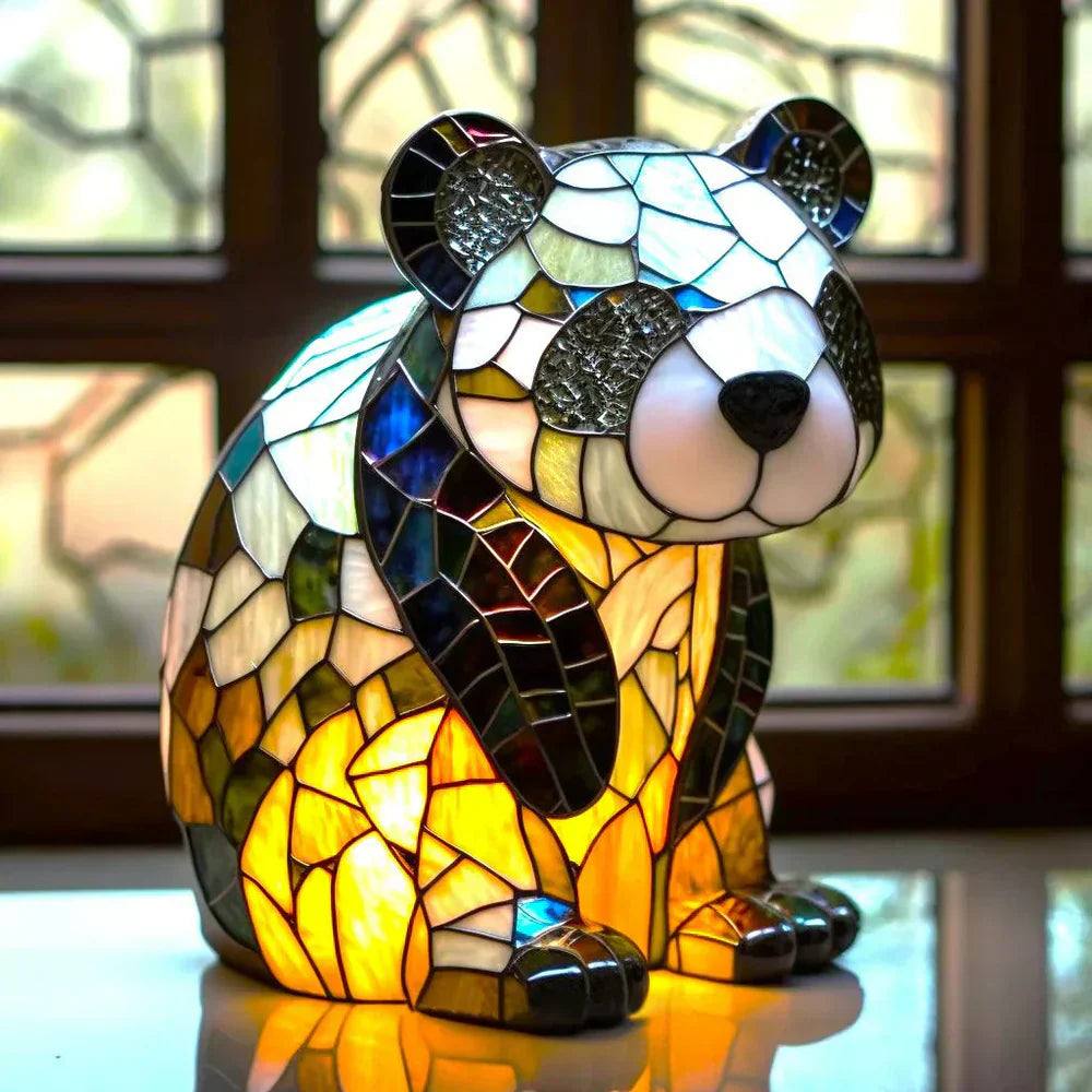 Table Lamp Handcrafted Stained Glass Metal Base 17cm