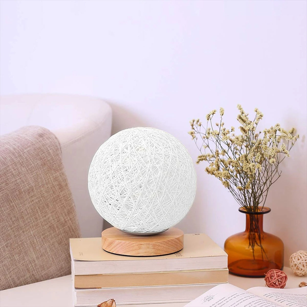 Table Lamp Handwoven Rattan USB-Powered Dimmable LED