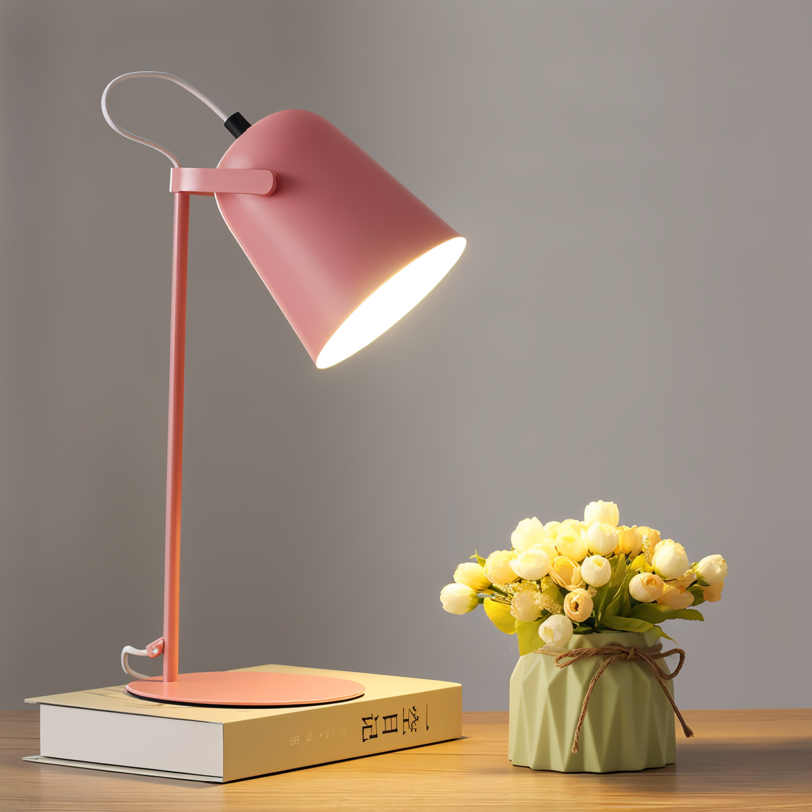 Table Lamp Macaron Style Adjustable Shade Metal Base