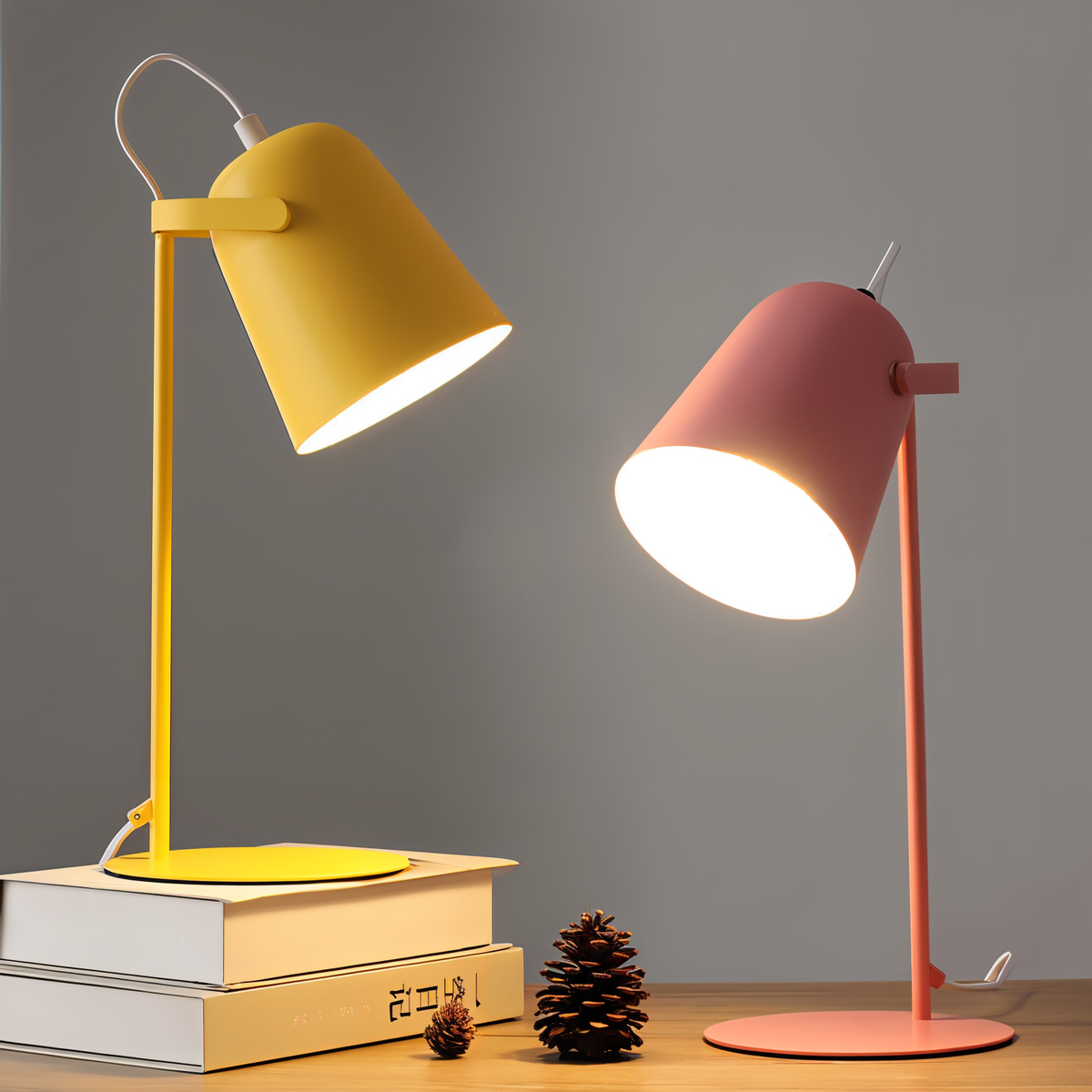 Table Lamp Macaron Style Adjustable Shade Metal Base