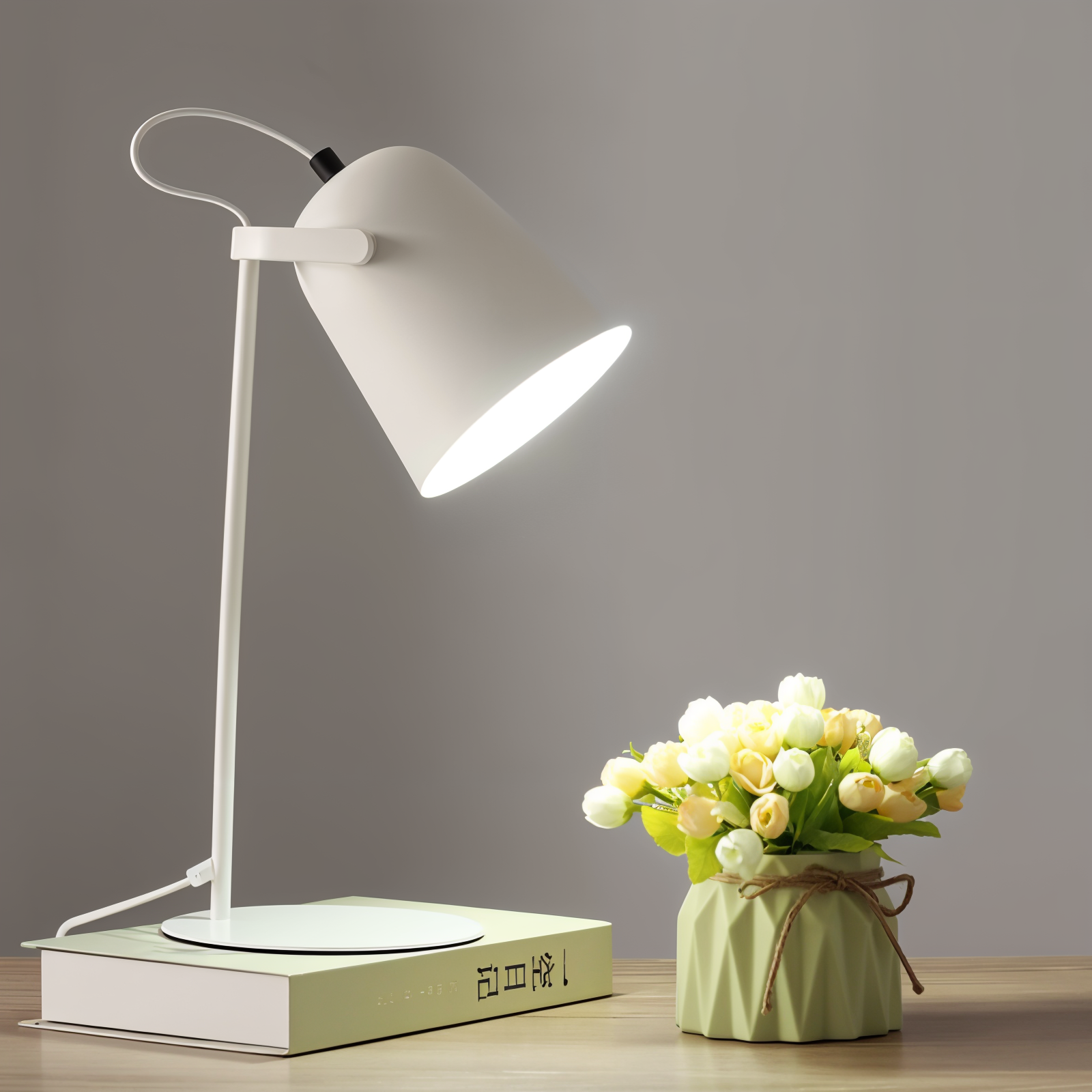 Table Lamp Macaron Style Adjustable Shade Metal Base