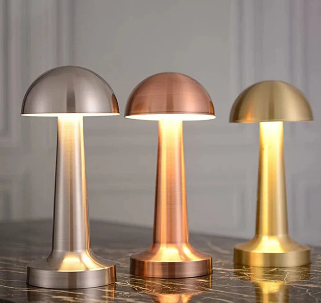 Table Lamp Mushroom 3-Color Dimmable Touch & USB Rechargeable