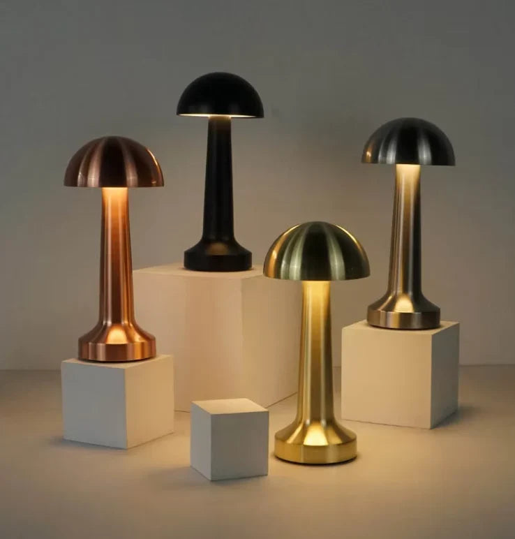 Table Lamp Mushroom 3-Color Dimmable Touch & USB Rechargeable