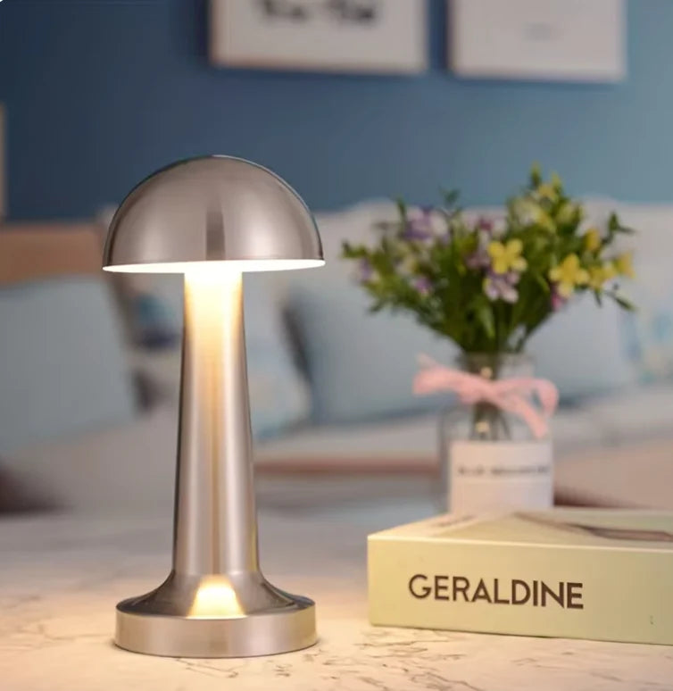 Table Lamp Mushroom 3-Color Dimmable Touch & USB Rechargeable